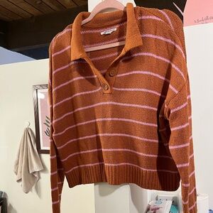 American Eagle Outfitters Orange and pink striped sweater